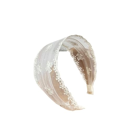 Vintage Spitze Spitze breite Haarbänder Persönlichkeit Trend Haarschmuck einfaches Netz-Stirnband (Fliege) von HIKOO DAILY