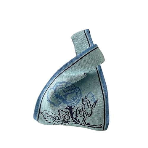 Wiederverwendbare Knopf handgemachte Tragetasche gestrickte Handtasche Handgelenk Tasche Einkaufstaschen, blu, One size Wiederverwendbare Knopf handgemachte Tragetasche gestrickte Handtasche Handgelenk Tasche Einkaufstaschen, blu, One size von HIKOO DAILY