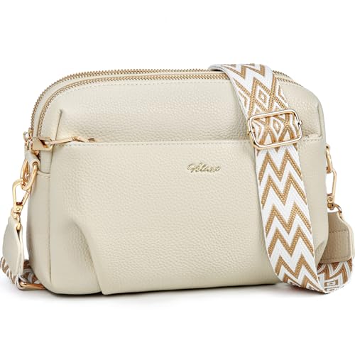 HILAEX Umhängetasche Damen Mittelgroß, Handtasche Damen mit Anti Diebstahl, PU Leder Crossbody Bag mit Verstellbar Abnehmbar Breiter Gurt von HILAEX