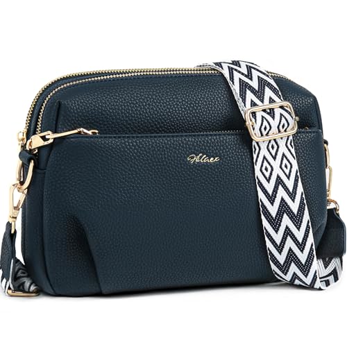HILAEX Umhängetasche Damen Mittelgroß, Handtasche Damen mit Anti Diebstahl, PU Leder Crossbody Bag mit Verstellbar Abnehmbar Breiter Gurt von HILAEX