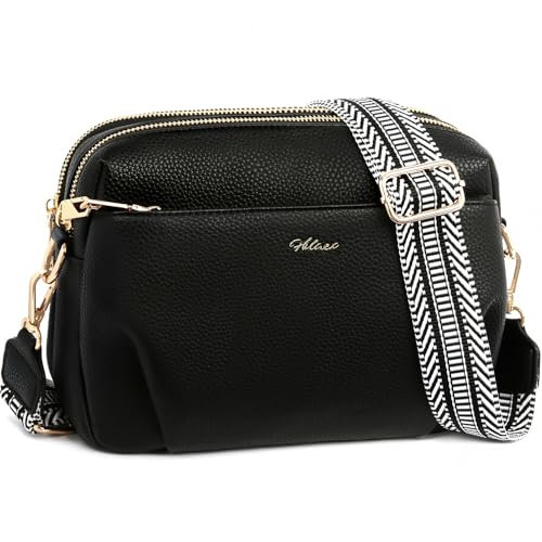 HILAEX Umhängetasche Damen Mittelgroß, Handtasche Damen mit Anti Diebstahl, PU Leder Crossbody Bag mit Verstellbar Abnehmbar Breiter Gurt von HILAEX