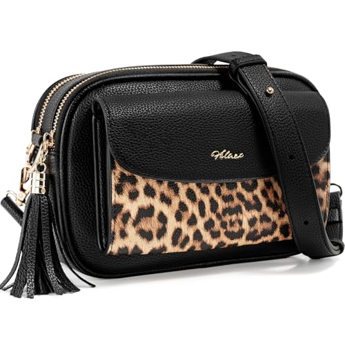 HILAEX Umhängetasche Damen mit 3 Fächern, Handtasche Damen mit Verstellbar Abnehmbar Gurt, PU Leder Crossbody Bag Schultertasche Handytasche von HILAEX