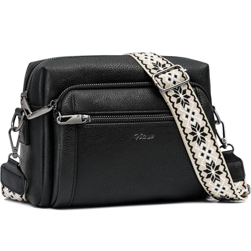 HILAEX Umhängetasche Damen mit Anti Diebstahl, Handtasche Damen Mittelgroß mit 4 Fächern, mit Verstellbar Abnehmbar Breiter Gurt von HILAEX