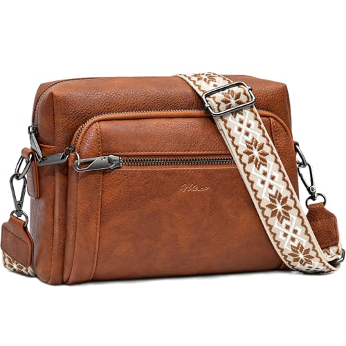 HILAEX Umhängetasche Damen mit Anti Diebstahl, Handtasche Damen Mittelgroß mit 4 Fächern, mit Verstellbar Abnehmbar Breiter Gurt von HILAEX