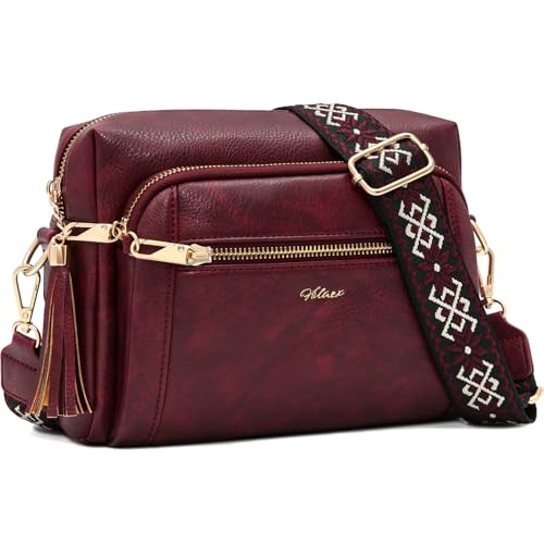 HILAEX Umhängetasche Damen mit Anti Diebstahl, Handtasche Damen Mittelgroß mit 4 Fächern, mit Verstellbar Abnehmbar Breiter Gurt von HILAEX