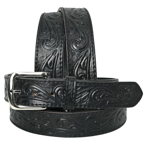 HILASON Western-Gürtel aus echtem Leder für Herren und Damen, Cowboy-Cowgirl, handgefertigt, Unisex, Vollnarbenstoff, strapazierfähig, mit Blumenmuster, Schwarz, 56 In HILASON Western-Gürtel aus echtem Leder für Herren und Damen, Cowboy-Cowgirl, handgefertigt, Unisex, Vollnarbenstoff, strapazierfähig, mit Blumenmuster, Schwarz, 56 In von HILASON