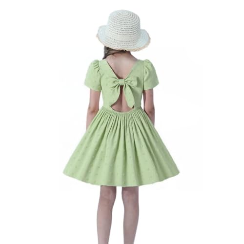 Junges Mädchen Osterkleid Abschlussfeier Kurzarm Sommer Casual Raffhalter Prinzessin Stil Kleid, 251263 # Hellgrün, 11-12 Jahre von HILEELANG