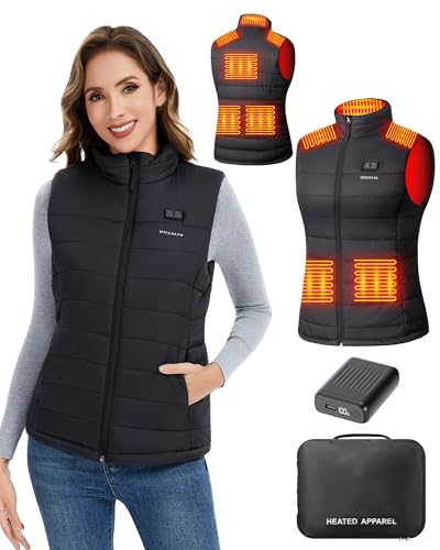 Heizweste Damen mit 18400mAh 7.4V Powerbank – Beheizbare Weste mit 8 Heizbereichen, Leichte Wasserabweisende beheizte Weste, Waschbare Wärmeweste für Outdoor,S von HILLSLTR