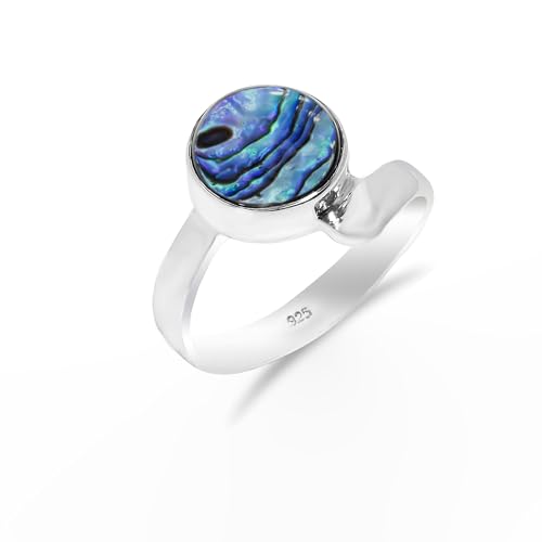HIMALYA QUARTZ Ring Silber 925 Damen Mit Stein, Natur Abalone Muschel Boho Solitär Verlobungsring HQ-SR14-ABSL-6 HIMALYA QUARTZ Ring Silber 925 Damen Mit Stein, Natur Abalone Muschel Boho Solitär Verlobungsring HQ-SR14-ABSL-6 von HIMALYA QUARTZ
