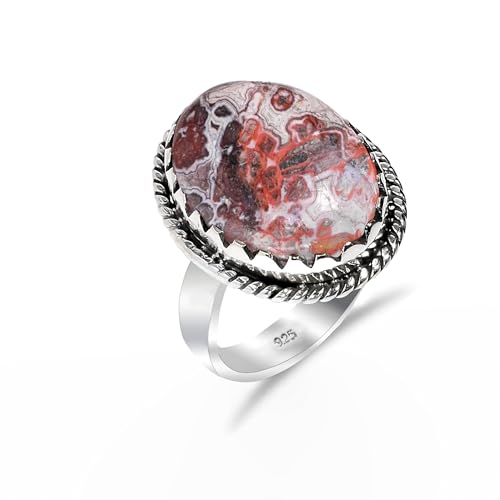 HIMALYA QUARTZ Damen Silber 925 Ring Mit Steinen, Hochzeit Verlobungsring Crazy Lace Achat Oval 12x16mm HQ-SR70-CRZYLA-3.5 HIMALYA QUARTZ Damen Silber 925 Ring Mit Steinen, Hochzeit Verlobungsring Crazy Lace Achat Oval 12x16mm HQ-SR70-CRZYLA-3.5 von HIMALYA QUARTZ