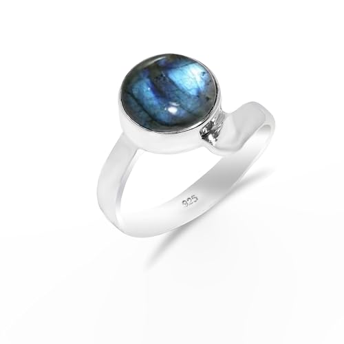 HIMALYA QUARTZ Ring Silber 925 Damen Mit Stein, Natur Labradorit Boho Solitär Verlobungsring HQ-SR14-LBRDT-5.5 HIMALYA QUARTZ Ring Silber 925 Damen Mit Stein, Natur Labradorit Boho Solitär Verlobungsring HQ-SR14-LBRDT-5.5 von HIMALYA QUARTZ