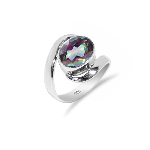 HIMALYA QUARTZ Ring Mit Stein 925 Silber Damen, Männer Edilstein Mystischer Quarz Oval 8x10mm Verlobungsring HQ-SR21-MYSTPZ-8.5 HIMALYA QUARTZ Ring Mit Stein 925 Silber Damen, Männer Edilstein Mystischer Quarz Oval 8x10mm Verlobungsring HQ-SR21-MYSTPZ-8.5 von HIMALYA QUARTZ