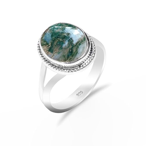 HIMALYA QUARTZ Silber Ring Damen Manner 10x12mm Oval Edilstein Grüner Moosachat hochzeit ringe HQ-SR58-GMA-9 HIMALYA QUARTZ Silber Ring Damen Manner 10x12mm Oval Edilstein Grüner Moosachat hochzeit ringe HQ-SR58-GMA-9 von HIMALYA QUARTZ