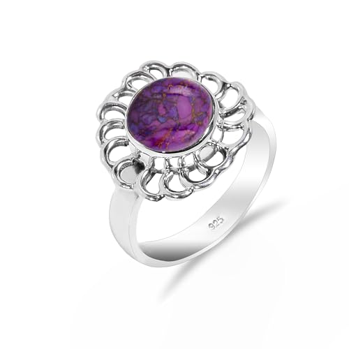 HIMALYA QUARTZ Lila Kupfer Türkis Silber 925 Ring rund 8mm Handgemachter Boho Damen Herrenring fur Verlobungring, Hochzeit HQ-SR80-PCT-10.5 HIMALYA QUARTZ Lila Kupfer Türkis Silber 925 Ring rund 8mm Handgemachter Boho Damen Herrenring fur Verlobungring, Hochzeit HQ-SR80-PCT-10.5 von HIMALYA QUARTZ