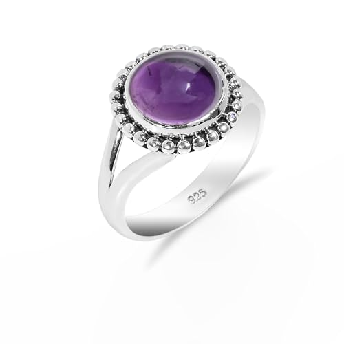 HIMALYA QUARTZ Damen Verlobungsring 925 Silber Stein Amethyst rund 10mm Handgemachter Vintage Herrenring HQ-SR34-AMTST-3.5 HIMALYA QUARTZ Damen Verlobungsring 925 Silber Stein Amethyst rund 10mm Handgemachter Vintage Herrenring HQ-SR34-AMTST-3.5 von HIMALYA QUARTZ