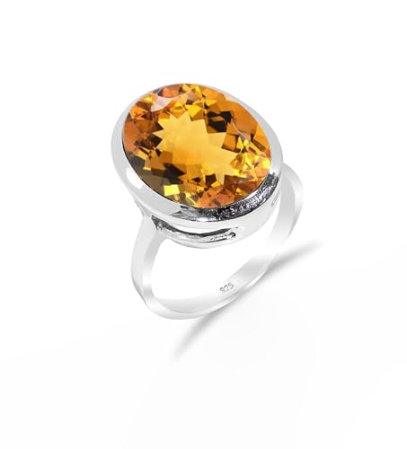 Citrin Ring für Frauen Heilstein Handarbeit 925 Sterling Silber Edelstein Ring Herren Verlobungsring zierlicher stylischer Schmuckring RH-08-CTRN-10 von HIMALYA QUARTZ
