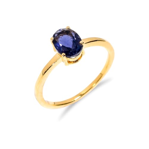 Damenring, 925 Sterling Silber Ring mit ovaler Form Herren Jahrestag Ehering Natürlicher Iolith Edelstein Ring R-079-24-P von HIMALYA QUARTZ