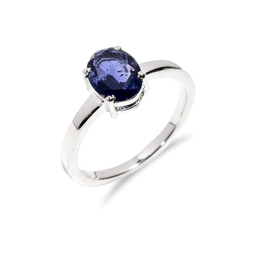 Damenring, 925 Sterling Silber Ring mit ovaler Form Herren Jahrestag Ehering Natürlicher Iolith Edelstein Ring R-079-24-P von HIMALYA QUARTZ