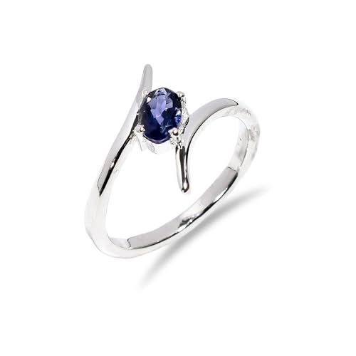 Damenring, 925 Sterling Silber Ring mit ovaler Form Herren Jahrestag Ehering Natürlicher Iolith Edelstein Ring R-094-24-P von HIMALYA QUARTZ