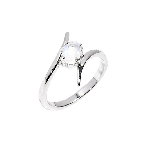 Damenring, 925 Sterling Silber Ring mit ovaler Form Herren Jahrestag Ehering Natürlicher weißer Regenbogen Edelstein Ring R-091-24-P von HIMALYA QUARTZ