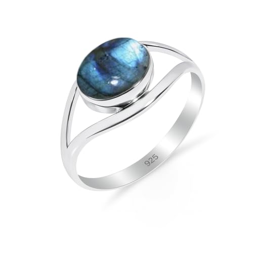 Damenring Silber, 925 Sterling Silber Verlobungsring Labradorit Echter Edelsteinring Herren Vintage Ring RB-01-LBRT-8 von HIMALYA QUARTZ