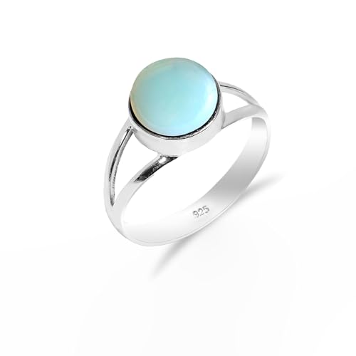 HIMALYA QUARTZ Ring Mit Steinen Silber 925 Damen-Herren Boho Antiquität Design Chalzedon rund 10mm Solitaire Verlobungring HQ-SR26-CLCDNY-4.5 HIMALYA QUARTZ Ring Mit Steinen Silber 925 Damen-Herren Boho Antiquität Design Chalzedon rund 10mm Solitaire Verlobungring HQ-SR26-CLCDNY-4.5 von HIMALYA QUARTZ