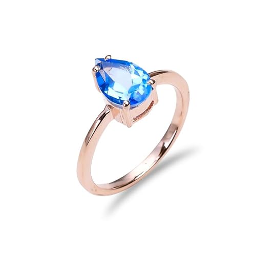 Edelsteinring 925 Sterling Silber Natürlicher Schweizer Blautopas Ring für Frauen Männer Birnenform 6x9mm Ring Vintage Handgefertigter Statement Ring R-196-24-Roségold-7 Edelsteinring 925 Sterling Silber Natürlicher Schweizer Blautopas Ring für Frauen Männer Birnenform 6x9mm Ring Vintage Handgefertigter Statement Ring R-196-24-Roségold-7 von HIMALYA QUARTZ