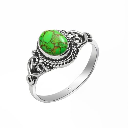 Grüner Kupfer Türkis Ring 925 Sterling Silber 100% Natürlicher Edelstein Ring, Statement Herren-Damen Ring Vintage Boho Handarbeit Ring Oval Form 6x8 mm Verlobungsring NH-GRCT-11.5 Grüner Kupfer Türkis Ring 925 Sterling Silber 100% Natürlicher Edelstein Ring, Statement Herren-Damen Ring Vintage Boho Handarbeit Ring Oval Form 6x8 mm Verlobungsring NH-GRCT-11.5 von HIMALYA QUARTZ