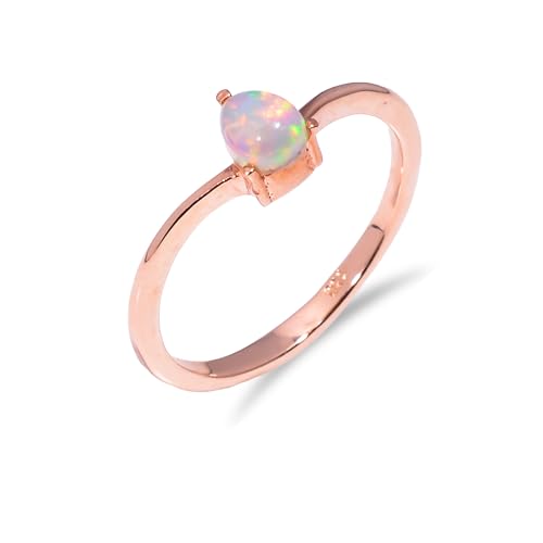 HIMALYA QUARTZ Äthiopischer Opalring, 925er Sterlingsilber, Ring für Frauen, natürlicher Feueropal, Verlobungsring, birnenförmiger Verlobungsring für sie, AHQ-R051-Roségold-4 HIMALYA QUARTZ Äthiopischer Opalring, 925er Sterlingsilber, Ring für Frauen, natürlicher Feueropal, Verlobungsring, birnenförmiger Verlobungsring für sie, AHQ-R051-Roségold-4 von HIMALYA QUARTZ