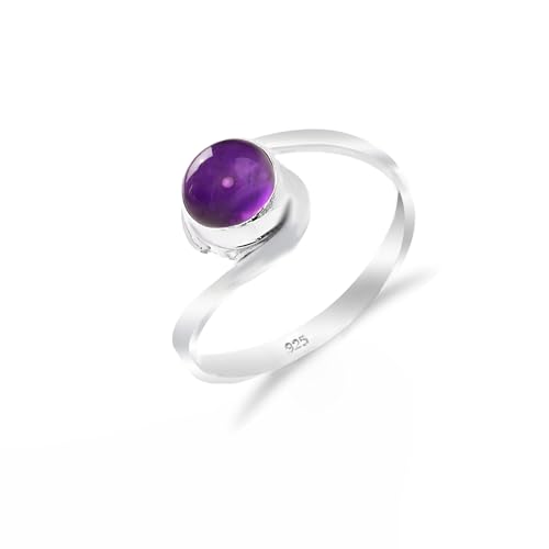 HIMALYA QUARTZ Amethyst-Cabochon-Edelstein, 925er Sterlingsilber, handgefertigt, Solitär, traditioneller Verlobungsring für Damen und Herren, RB-06-AMTC-7.5 HIMALYA QUARTZ Amethyst-Cabochon-Edelstein, 925er Sterlingsilber, handgefertigt, Solitär, traditioneller Verlobungsring für Damen und Herren, RB-06-AMTC-7.5 von HIMALYA QUARTZ