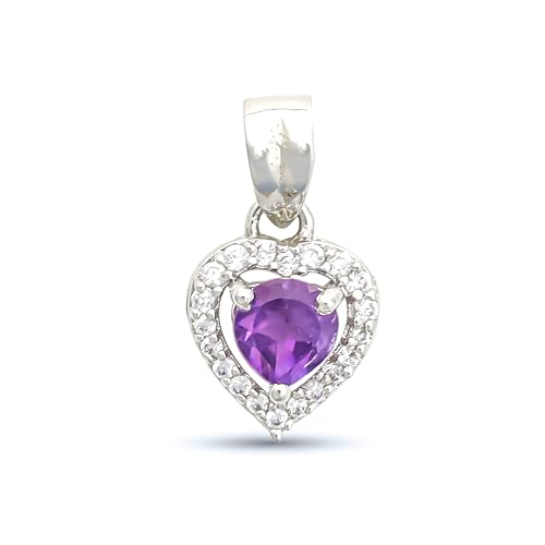 HIMALYA QUARTZ Amethyst Edelstein 925 Sterling Silber Boho Charm Herzschliff 7mm Form Silber Anhänger Für Frauen Schmuck SP-625 HIMALYA QUARTZ Amethyst Edelstein 925 Sterling Silber Boho Charm Herzschliff 7mm Form Silber Anhänger Für Frauen Schmuck SP-625 von HIMALYA QUARTZ