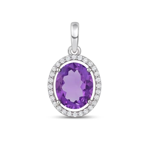 HIMALYA QUARTZ Amethyst Edelstein 925 Sterling Silber Boho Charm Oval Cut 10x12mm Form Silber Anhänger Für Frauen Schmuck SP-610 HIMALYA QUARTZ Amethyst Edelstein 925 Sterling Silber Boho Charm Oval Cut 10x12mm Form Silber Anhänger Für Frauen Schmuck SP-610 von HIMALYA QUARTZ