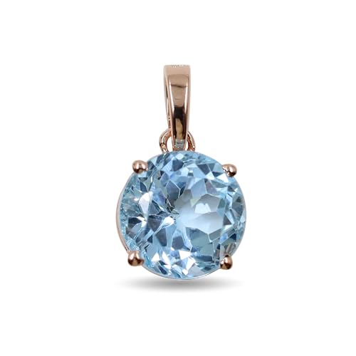HIMALYA QUARTZ Anhänger mit Geburtsstein in Himmelblauem Topas, 925er Sterlingsilber, Edelstein-Anhänger für Sie, 11 mm runde Charm-Halskette für Frauen HIMALYA QUARTZ Anhänger mit Geburtsstein in Himmelblauem Topas, 925er Sterlingsilber, Edelstein-Anhänger für Sie, 11 mm runde Charm-Halskette für Frauen von HIMALYA QUARTZ