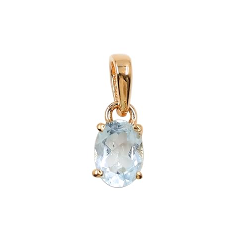 HIMALYA QUARTZ Anhänger mit Geburtsstein in Himmelblauem Topas, 925er Sterlingsilber, Edelstein-Anhänger für Sie, 7 x 9 mm, ovale Charm-Halskette für Frauen HIMALYA QUARTZ Anhänger mit Geburtsstein in Himmelblauem Topas, 925er Sterlingsilber, Edelstein-Anhänger für Sie, 7 x 9 mm, ovale Charm-Halskette für Frauen von HIMALYA QUARTZ