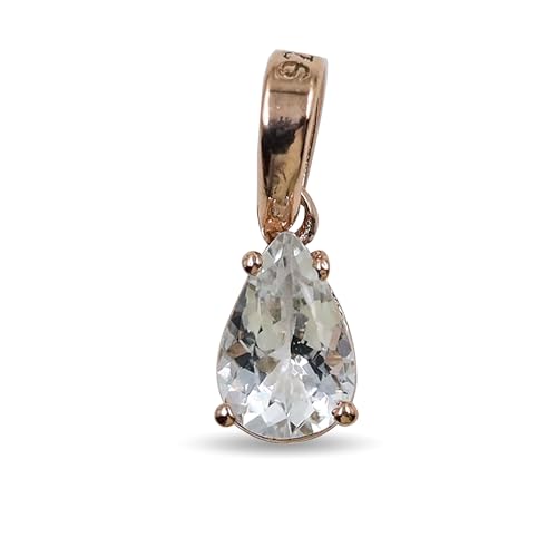HIMALYA QUARTZ Aquamarin-Anhänger mit Geburtsstein, 925er Sterlingsilber, Edelstein-Anhänger für Sie, 7 x 10 mm, birnenförmige Charm-Halskette für Frauen HIMALYA QUARTZ Aquamarin-Anhänger mit Geburtsstein, 925er Sterlingsilber, Edelstein-Anhänger für Sie, 7 x 10 mm, birnenförmige Charm-Halskette für Frauen von HIMALYA QUARTZ