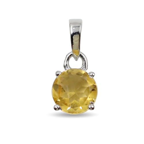 HIMALYA QUARTZ Citrin-Geburtsstein-Anhänger, 925er Sterlingsilber, Edelstein-Anhänger für Sie, 8 mm runde Charm-Halskette für Frauen HIMALYA QUARTZ Citrin-Geburtsstein-Anhänger, 925er Sterlingsilber, Edelstein-Anhänger für Sie, 8 mm runde Charm-Halskette für Frauen von HIMALYA QUARTZ