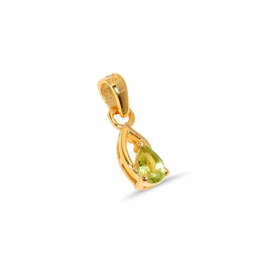HIMALYA QUARTZ Damen Anhänger 925 Sterling Silber Naturstein Peridot Edelstein Birnenform Schliffstein Charm Anhänger SP23-99-24-Gelbgold von HIMALYA QUARTZ