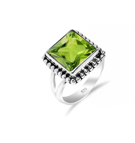 HIMALYA QUARTZ Damen Ring Silber 925 Mit Steinen Peridot Natürlicher Edelstein Statement Handgefertigter Schmuck Manner Ring RH-04-PRDT-7 HIMALYA QUARTZ Damen Ring Silber 925 Mit Steinen Peridot Natürlicher Edelstein Statement Handgefertigter Schmuck Manner Ring RH-04-PRDT-7 von HIMALYA QUARTZ