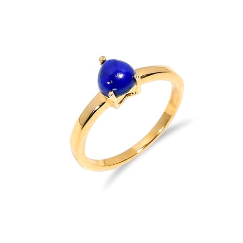 HIMALYA QUARTZ Solitärring für Damen, 925er Sterlingsilber, zarter Verlobungsring mit natürlichem Lapislazuli-Stein im Vintage-Stil, Herz-Cabochon-Ring R-157-24-P HIMALYA QUARTZ Solitärring für Damen, 925er Sterlingsilber, zarter Verlobungsring mit natürlichem Lapislazuli-Stein im Vintage-Stil, Herz-Cabochon-Ring R-157-24-P von HIMALYA QUARTZ