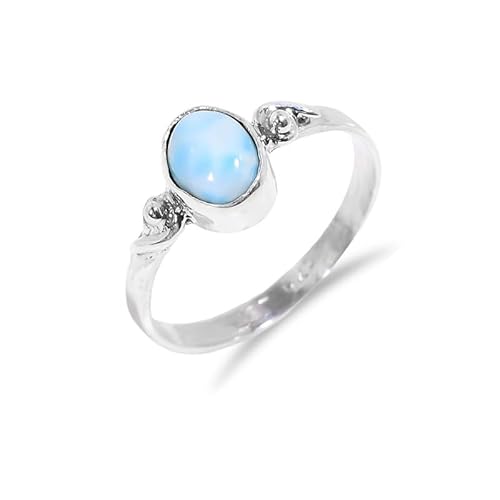 HIMALYA QUARTZ Edelsteinring 925 Silber Larimar Natürlicher Geburtssteinring Cabochon Ovale Form Vintage Damen Herren Statement Ring Versprechensring BR11-8 HIMALYA QUARTZ Edelsteinring 925 Silber Larimar Natürlicher Geburtssteinring Cabochon Ovale Form Vintage Damen Herren Statement Ring Versprechensring BR11-8 von HIMALYA QUARTZ
