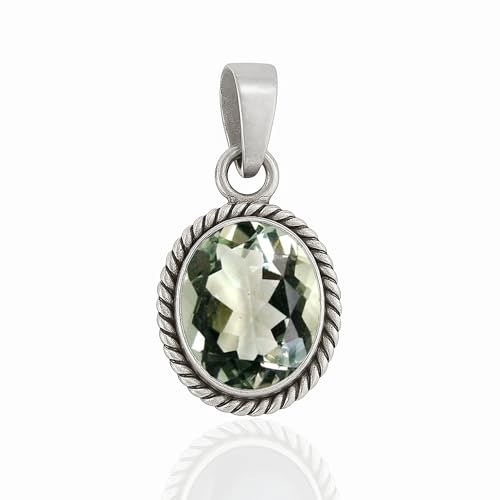 HIMALYA QUARTZ Grüner Amethyst 10x12mm Oval Edelstein Handgefertigter Halskettenanhänger für Frauen 925 Sterling Silber Schmuckanhänger HIMALYA QUARTZ Grüner Amethyst 10x12mm Oval Edelstein Handgefertigter Halskettenanhänger für Frauen 925 Sterling Silber Schmuckanhänger von HIMALYA QUARTZ