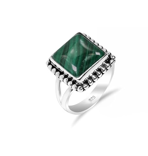 HIMALYA QUARTZ Ring Damen Silber 925 Mit Stein Malachit Edelstein, handgefertigter Statement Schmuck Herren Ring RH-04-MLCT-10 HIMALYA QUARTZ Ring Damen Silber 925 Mit Stein Malachit Edelstein, handgefertigter Statement Schmuck Herren Ring RH-04-MLCT-10 von HIMALYA QUARTZ