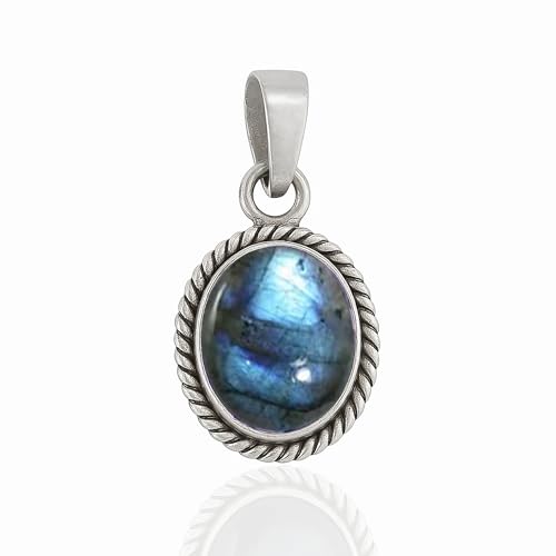 HIMALYA QUARTZ Labradorit 10x12mm Oval Edelstein Handgefertigter Halskettenanhänger Für Frauen 925 Sterling Silber Schmuckanhänger HIMALYA QUARTZ Labradorit 10x12mm Oval Edelstein Handgefertigter Halskettenanhänger Für Frauen 925 Sterling Silber Schmuckanhänger von HIMALYA QUARTZ