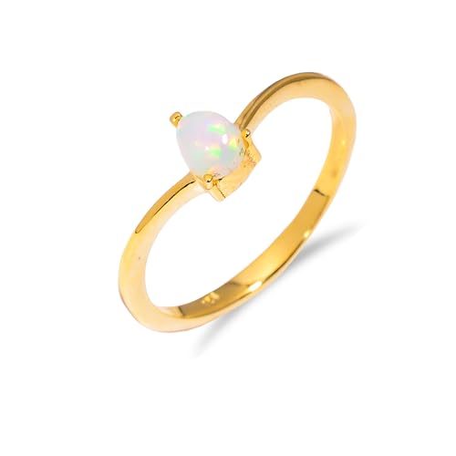 HIMALYA QUARTZ Natürlicher Feueropal-Sterlingsilberring, Opal-Verlobungsring - Natürlicher äthiopischer Opalring für Frauen-Männer 4x5mm Birnenring AHQ-R051-Gelbgold-10,5 HIMALYA QUARTZ Natürlicher Feueropal-Sterlingsilberring, Opal-Verlobungsring - Natürlicher äthiopischer Opalring für Frauen-Männer 4x5mm Birnenring AHQ-R051-Gelbgold-10,5 von HIMALYA QUARTZ