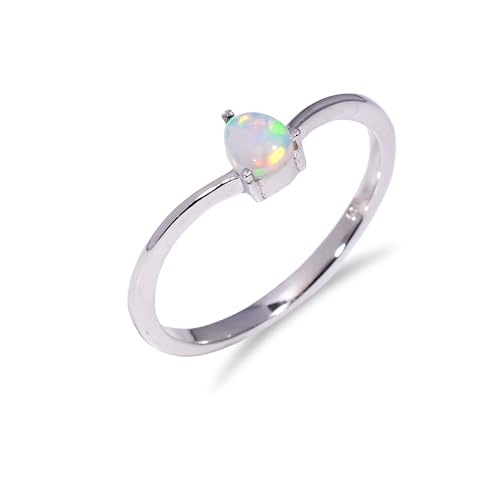 HIMALYA QUARTZ Natürlicher Feueropal-Sterlingsilberring, Opal-Verlobungsring - Natürlicher äthiopischer Opalring für Frauen-Männer 4x5mm Birnenring AHQ-R051-Silber-12 HIMALYA QUARTZ Natürlicher Feueropal-Sterlingsilberring, Opal-Verlobungsring - Natürlicher äthiopischer Opalring für Frauen-Männer 4x5mm Birnenring AHQ-R051-Silber-12 von HIMALYA QUARTZ