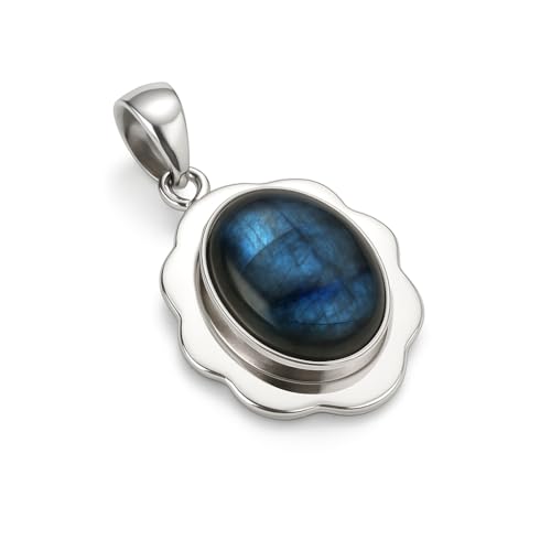 HIMALYA QUARTZ Natürlicher Labradorit Oval Edelstein 925 Sterling Silber Anhänger für Frauen Handarbeit Boho Stil Halskette Charm H-SP27-P HIMALYA QUARTZ Natürlicher Labradorit Oval Edelstein 925 Sterling Silber Anhänger für Frauen Handarbeit Boho Stil Halskette Charm H-SP27-P von HIMALYA QUARTZ