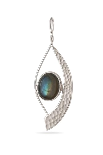 HIMALYA QUARTZ Natürlicher Labradorit Oval Edelstein 925 Sterling Silber Anhänger für Frauen Handarbeit Boho Stil Halskette Charm H-SP51-P von HIMALYA QUARTZ