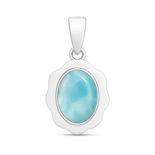 HIMALYA QUARTZ Natürlicher Larimar Oval Edelstein 925 Sterling Silber Anhänger für Frauen Handarbeit Boho Stil Halskette Charm H-SP27-P HIMALYA QUARTZ Natürlicher Larimar Oval Edelstein 925 Sterling Silber Anhänger für Frauen Handarbeit Boho Stil Halskette Charm H-SP27-P von HIMALYA QUARTZ