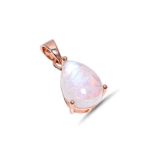 HIMALYA QUARTZ Natürlicher Mondstein, handgefertigt, 925er Sterlingsilber, Schmuckanhänger, Birnenform, 10 x 14 mm, facettiert, SP15-09-24, Roségold HIMALYA QUARTZ Natürlicher Mondstein, handgefertigt, 925er Sterlingsilber, Schmuckanhänger, Birnenform, 10 x 14 mm, facettiert, SP15-09-24, Roségold von HIMALYA QUARTZ