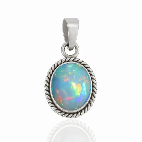 HIMALYA QUARTZ Opal 10x12mm Oval Edelstein Handgemachte Halskette Anhänger Für Frauen 925 Sterling Silber Schmuck Anhänger von HIMALYA QUARTZ